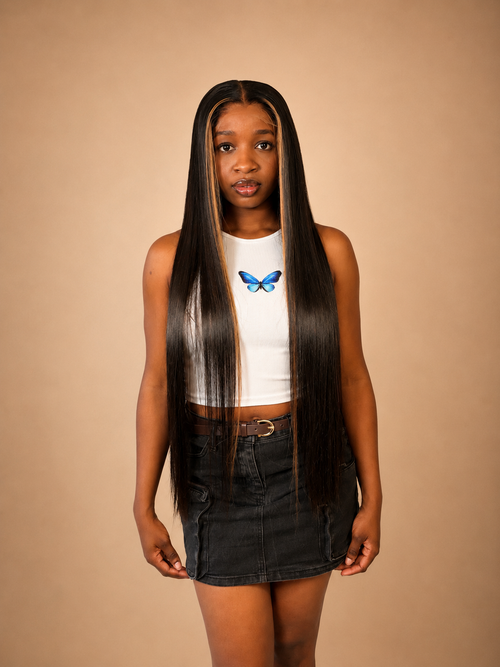 "Golden Frame" – Pre-Bleached 4x6 HD Lace Bone Straight Money-Piece Wig (300g Ultra-Density)